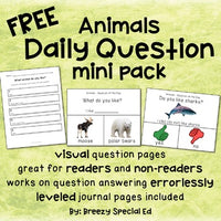 FREE Animals Daily Questions for Special Ed and Autism #bsechallenge
