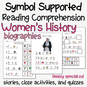 Women's History - Symbol Supported Picture Reading Comprehension for Special Ed