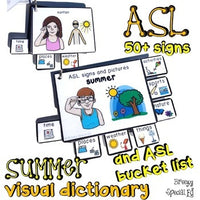 ASL (Sign Language) Summer Visual Flashcard Dictionary