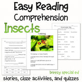 Insects - Easy Reading Comprehension for Special Education