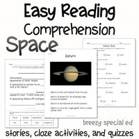 Space - Easy Reading Comprehension for Special Education