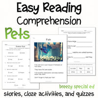 Pets - Easy Reading Comprehension for Special Education