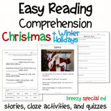 Christmas and Winter Holidays - Easy Reading Comprehension for Special Education