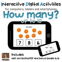 How many? ⋅ Counting Digital Activities ⋅ Interactive PDF, Boom Cards, and Quiz