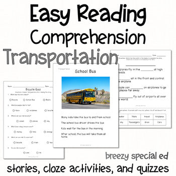 Transportation - Easy Reading Comprehension for Special Education