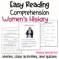 Women's History - Easy Reading Comprehension for Special Education