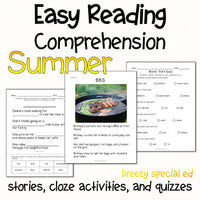 Summer - Easy Reading Comprehension for Special Education