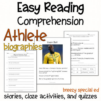 Athlete Bios - Easy Reading Comprehension for Special Education