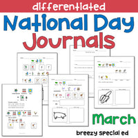 National Days March Differentiated Journals for special education