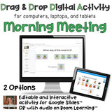 Digital Morning Meeting Calendar Time Interactive Activity for Special Ed