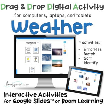 Weather digital drag and drop interactive activities on boom learning or google slides