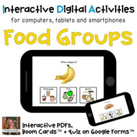 Distance Learning ⋅ Food Groups ⋅ Interactive PDF, Boom Cards, and Quiz