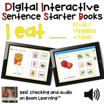 Digital Interactive Books - I Eat - Sentencer Starter Books - Boom Cards™