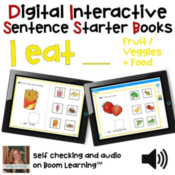 Digital Interactive Books - I Eat - Sentencer Starter Books - Boom Cards™