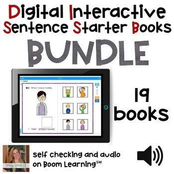 Bundle of Digital Interactive Sentence Starter Books with AUDIO on Boom Cards