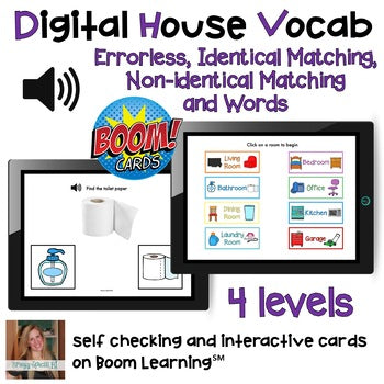 Digital Around the House Vocabulary (4 levels) on Boom Cards™