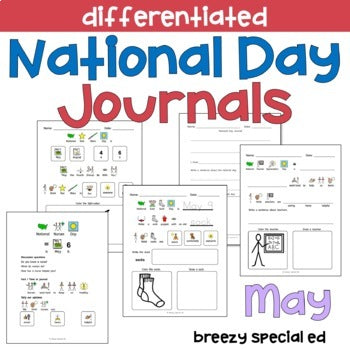 National Days May Differentiated Journals for special education