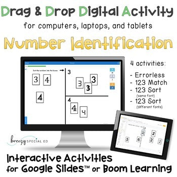Digital Interactive: Number Identification Google Slides and Boom - Special Ed
