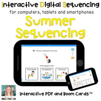 Digital Summer Sequencing for Special Ed (Interactive PDF and Boom Cards)