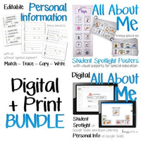 All About Me · Digital and Print · BUNDLE for Special Ed
