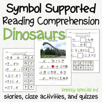 Dinosaur symbol reading comprehension visual activities for special education