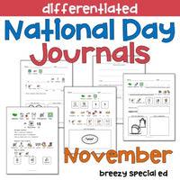National Days November Differentiated Journals for special education
