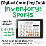 Sports Equipment Inventory - Digital Counting Practice for Special Ed
