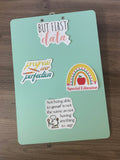 Special education die cut stickers on a clipboard