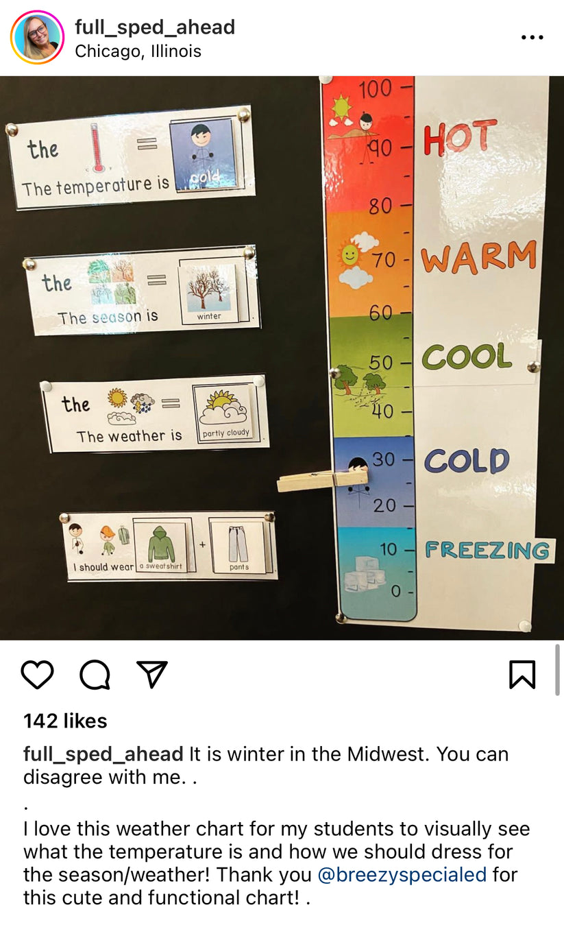 Weather Visuals / Temperature Chart and Cards for Special Education ...