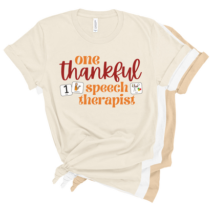 One Thankful Speech Therapist Shirt with symbol cards for SLPs | Speech Pathlogist