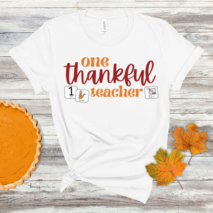 One Thankful Teacher Shirt with symbol cards for Special Education Teachers