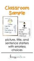 Fall and Thanksgiving Journals - Errorless Differentiated Writing Activity for Special Ed