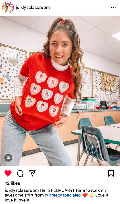 Candy Heart PCS Symbol Special Education Teacher Tee