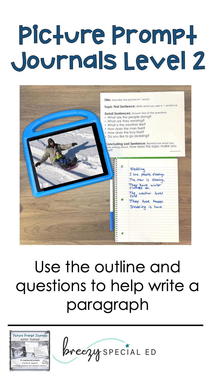 Picture Journal Prompts WINTER {Leveled Writing} Great for Special Ed