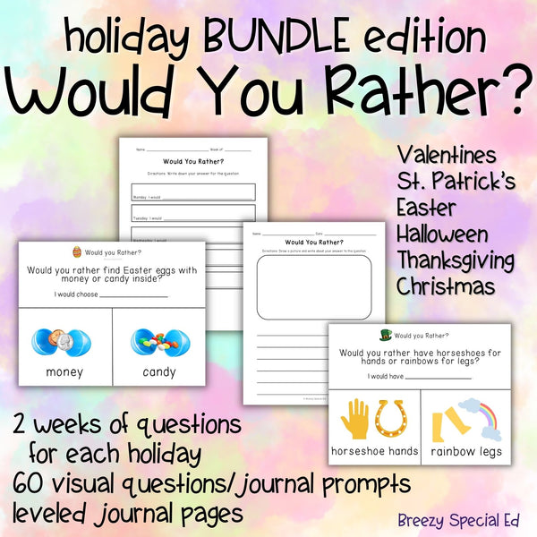Would You Rather? Holiday BUNDLE Questions + Journal Prompts