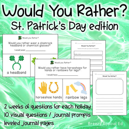 Would You Rather? St Patrick's Day Questions + Journal Prompts